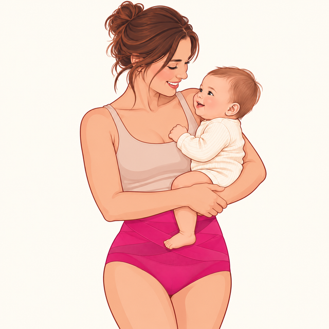 Illustratie van een moeder met baby, met de Contouréa