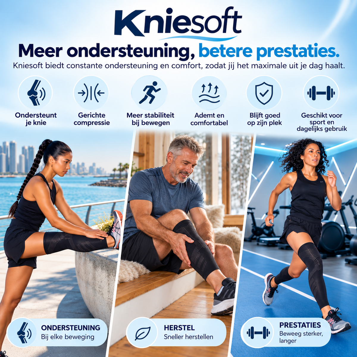 Kniesoft Compressiekousen Volledig Been | Set van 2