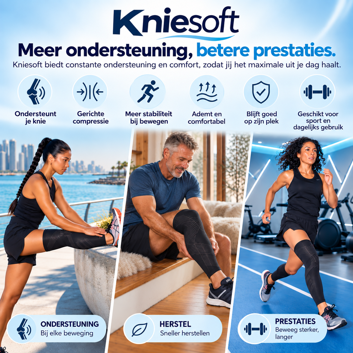 Kniesoft Compressiekousen Volledig Been | Set van 2