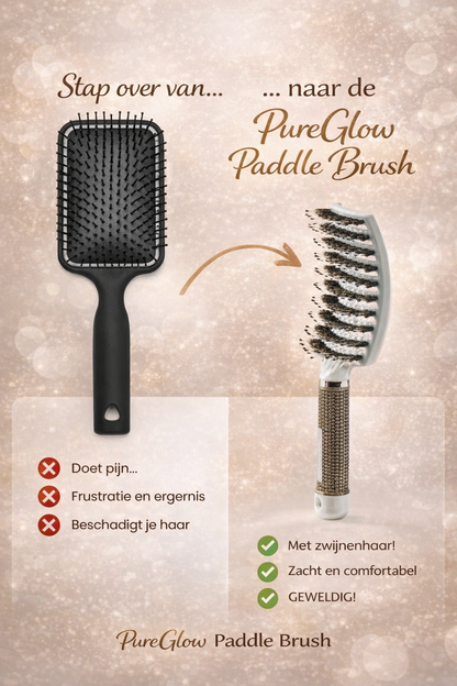 PureGlow Paddle Brush | Ontklittende Haarborstel met Natuurlijke Glans
