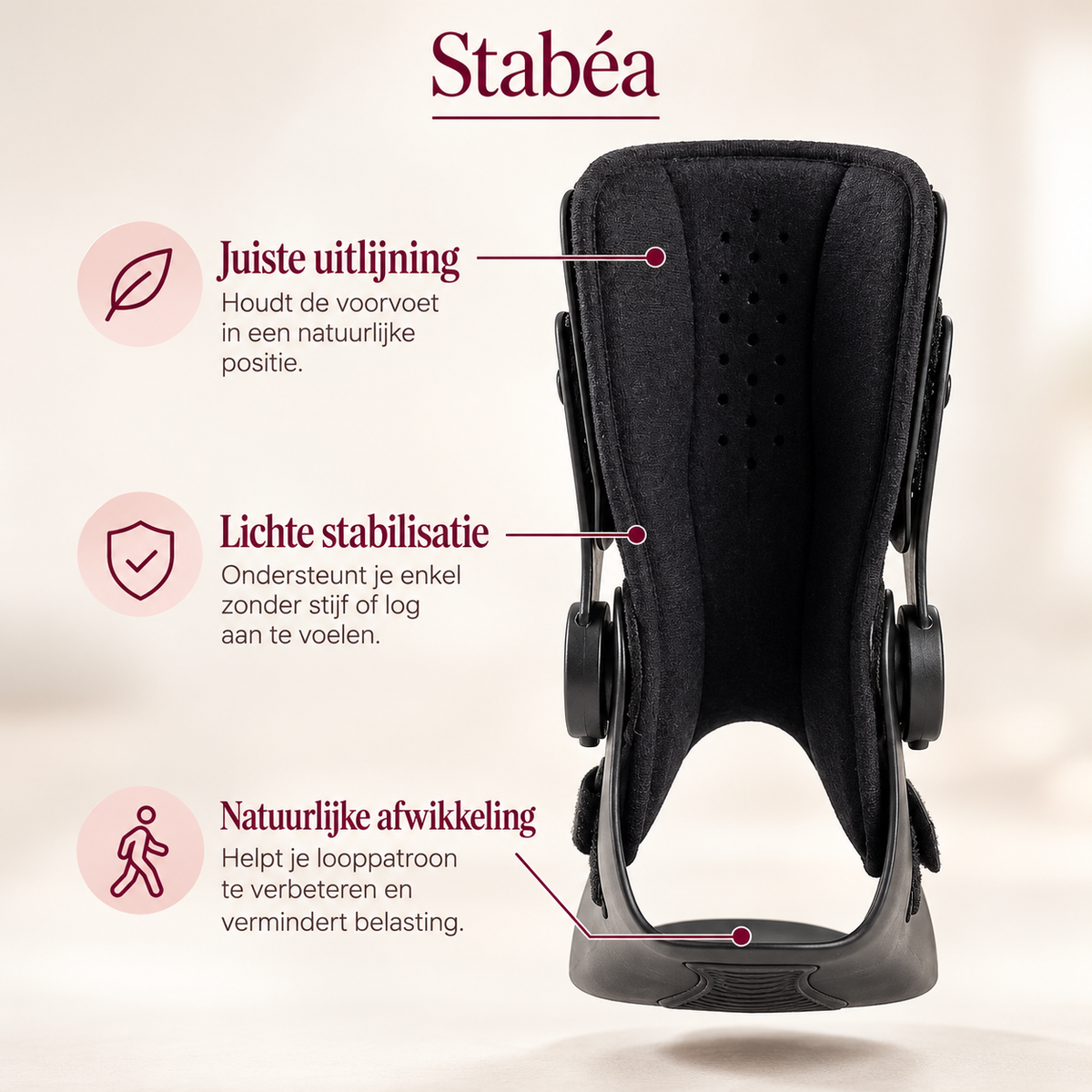 Stabéa voetheffer brace, zwarte enkelbrace voor natuurlijke stabiliteit