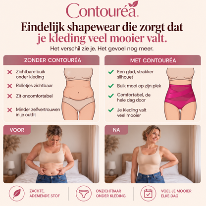 Contouréa Meno Slip — met en zonder Contouréa vergeleken, een glad en strakker silhouet