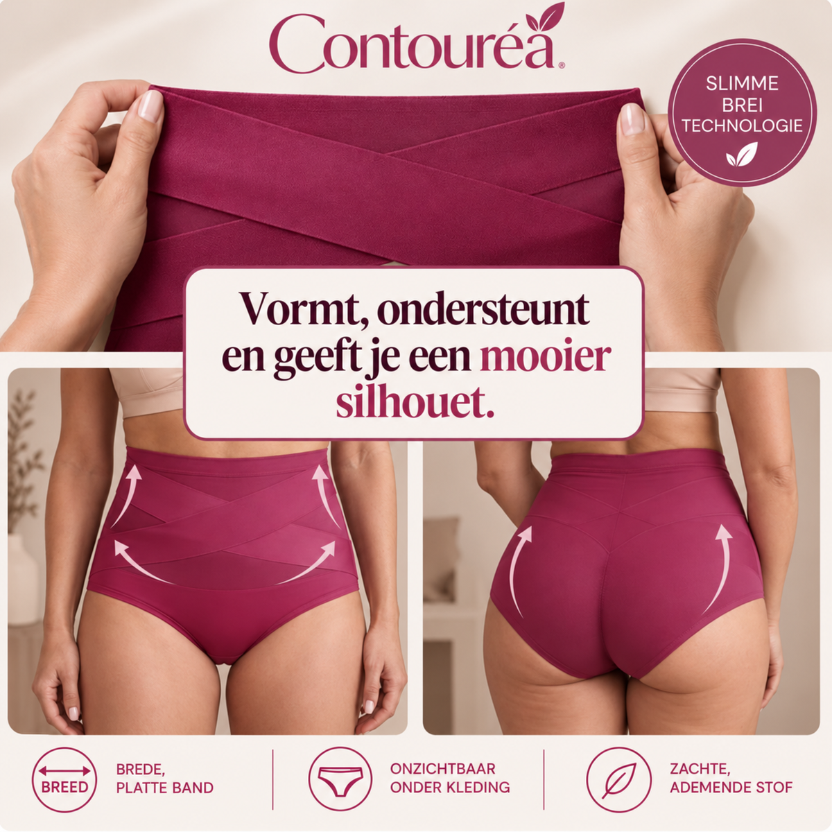 Contouréa Meno Slip — vormt en ondersteunt met een brede, platte band