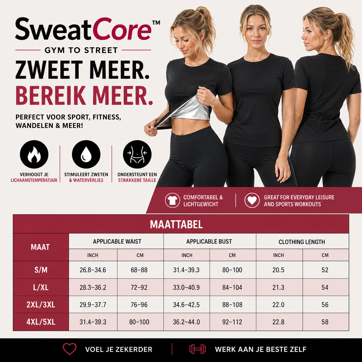 SweatCore zweetvest - compressie rond de taille tijdens het sporten