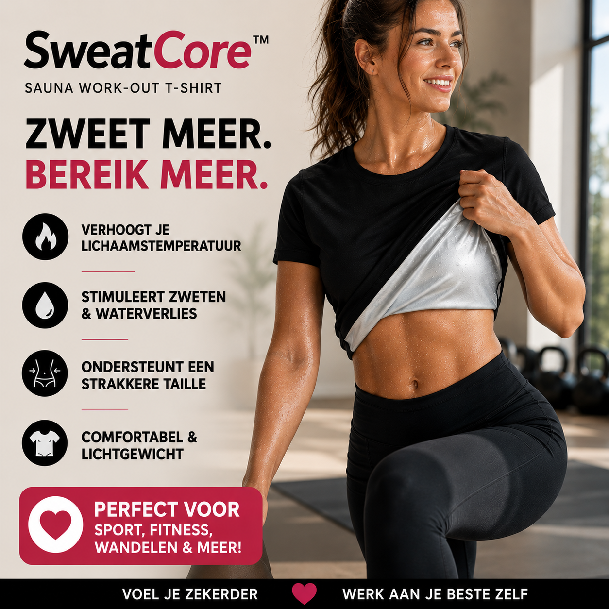 SweatCore zweetvest - dame draagt compressie-vest tijdens workout